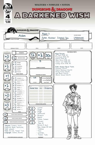 DUNGEONS & DRAGONS A DARKENED WISH #4 (OF 5) CVR B CHARACTER SHEET