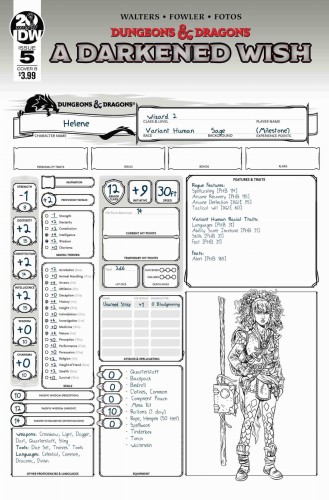 DUNGEONS & DRAGONS A DARKENED WISH #5 (OF 5) CVR B CHARACTER SHEET