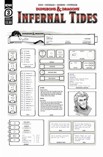 DUNGEONS & DRAGONS INFERNAL TIDES #3 (OF 5) CVR B CHARACTER SHEET