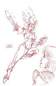 SONJAVERSAL #1 LINSNER LTD BLOOD RED LINE ART VIRGIN CVR