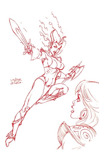 SONJAVERSAL #1 LINSNER LTD BLOOD RED LINE ART VIRGIN CVR