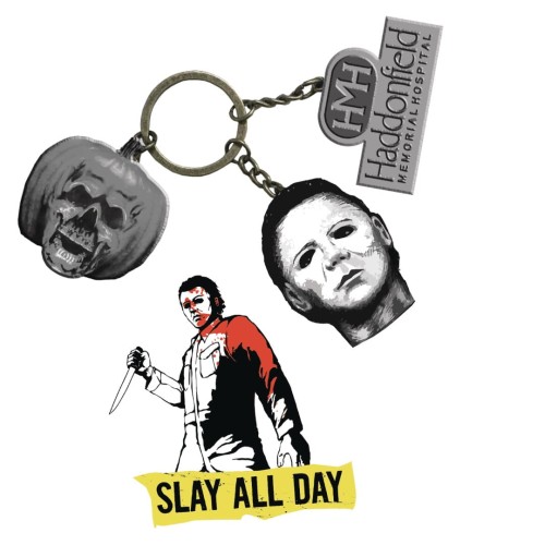 HALLOWEEN 2 CHS KEYCHAIN AND PIN SET