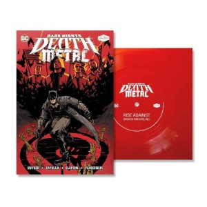 DARK NIGHTS DEATH METAL #1 SOUNDTRACK SPEC ED RISE AGAINST WITH FLEXI SINGLE BROKEN DREAMS. INC