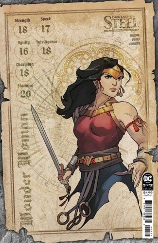 DARK KNIGHTS OF STEEL #3 (OF 12) CVR C INC 1:25 YASMINE PUTRI CHARACTER SHEET CARD STOCK VAR