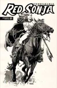 UNBREAKABLE RED SONJA #1 CVR W 10 COPY FOC INCV PANOSIAN B&W