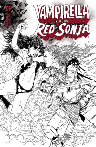 VAMPIRELLA VS RED SONJA #1 CVR U 7 COPY FOC INCV LAMING B&W