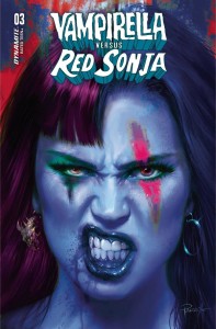 VAMPIRELLA VS RED SONJA #3 CVR M FOC PARRILLO ULTRAVIOLET