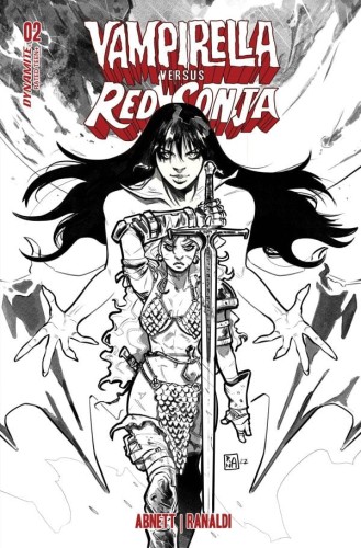 VAMPIRELLA VS RED SONJA #2 CVR Q 7 COPY FOC INCV RANALDI B&W