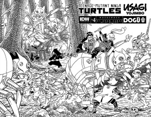 TMNT USAGI YOJIMBO WHEREWHEN #4 CVR D 25 COPY INCV B&W SAKAI