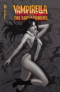 VAMPIRELLA VS SUPERPOWERS #1 CVR V 7 COPY FOC INCV LEIRIX B&W