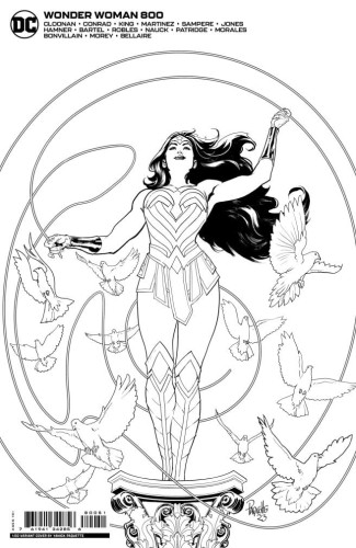 WONDER WOMAN #800 CVR J INC 1:50 YANICK PAQUETTE BLACK & WHITE CARD STOCK VAR
