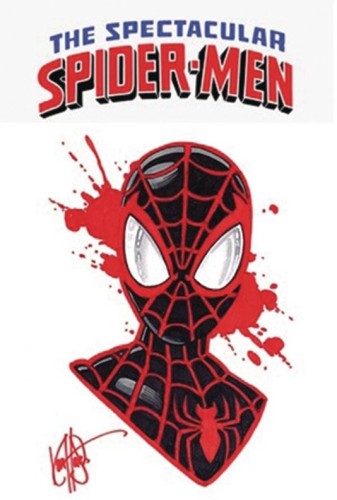 DF SPECTACULAR SPIDER-MEN #1 SGN & REMARKED HAESER MORALES