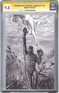 CREATURE BLACK LAGOON #1 ROSS 1 FOR 100 SKETCH FOIL CGC SGN