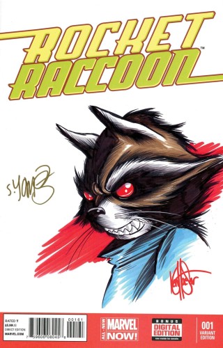 DF ROCKET RACCOON #1 BLANK VAR YOUNG SGN & REMARKED HAESER