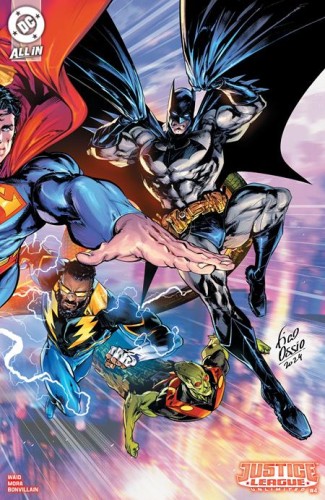 JUSTICE LEAGUE UNLIMITED #4 CVR F INC 1:25 FICO OSSIO WRAPAROUND CARD STOCK VAR