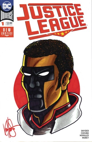 DF JUSTICE LEAGUE #1 SGN & REMARK HAESER MR TERRIFIC SKETCH