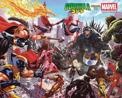 GODZILLA DESTROYS THE MARVEL UNIVERSE #1 WRAPAROUND