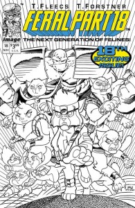 FERAL #18 CVR E TONY FLEECS & TRISH FORSTNER YOUNGBLOOD TEAM UP B&W VIRGIN VAR