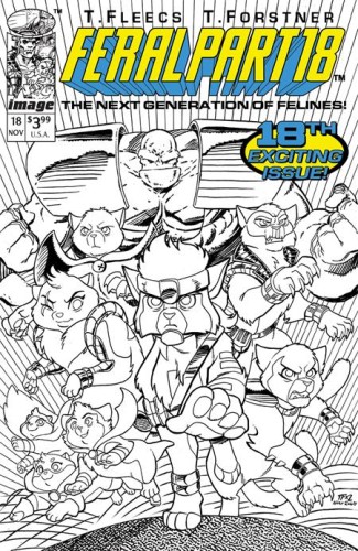 FERAL #18 CVR E TONY FLEECS & TRISH FORSTNER YOUNGBLOOD TEAM UP B&W VIRGIN VAR