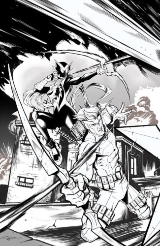 INFERNO GIRL RED BOOK TWO #1 (OF 3) CVR E DANIEL BAYLISS YOUNGBLOOD TEAM UP B&W VIRGIN VAR