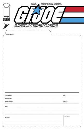 GI JOE A REAL AMERICAN HERO #325 CVR F BLANK SKETCH FILE CARD VAR