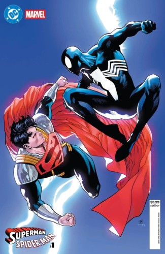DC MARVEL SUPERMAN SPIDER-MAN #1 (ONE SHOT) CVR R DANIEL SAMPERE SUPER-BOY PRIME & SPIDER-MAN BLACK CARD STOCK VAR