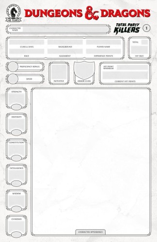 DUNGEONS & DRAGONS: TOTAL PARTY KILLERS #1 (CVR E) (BLANK CVR-CHARACTER SHEET)