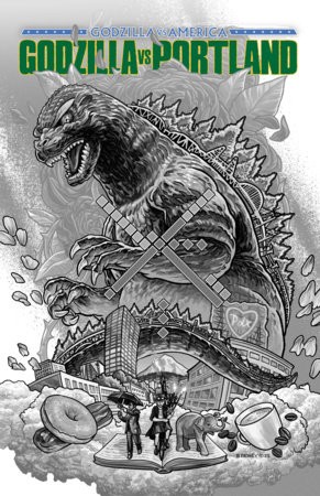 GODZILLA VS AMERICA: PORTLAND COVER (Dewey) (2nd PTG Print)