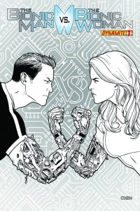 BIONIC MAN VS BIONIC WOMAN #1 CHEN B&W VARIANT