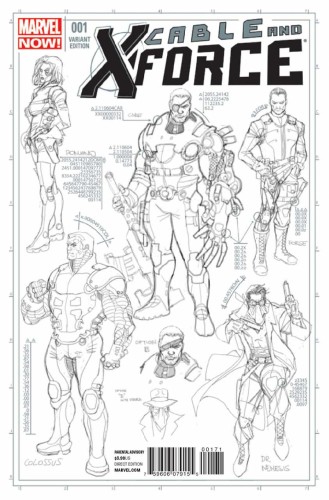 CABLE AND X-FORCE #1 LARROCA DESIGN SKETCH VAR NOW