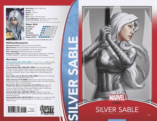 SILVER SABLE WILD PACK #36 CHRISTOPHER TRADING CARD VAR LEG